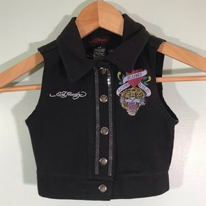 Ed Hardy Cropped Black Vest 4T